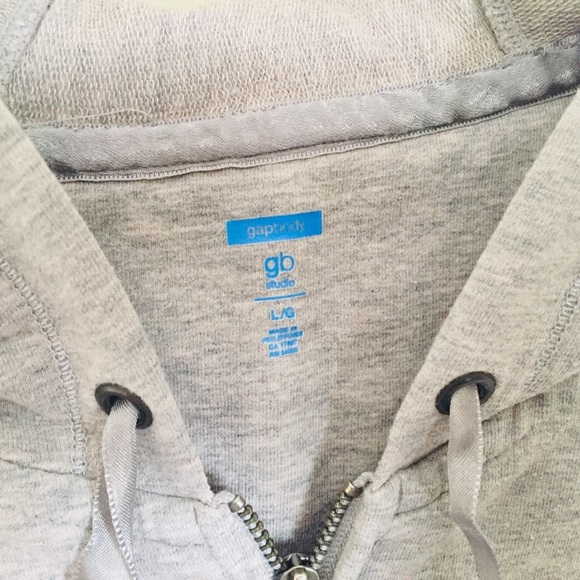 GAP Body Hooded Zip Jacket With Pockets & Ribbon Trim Detailing Grey Size Large - Picture 4 of 7